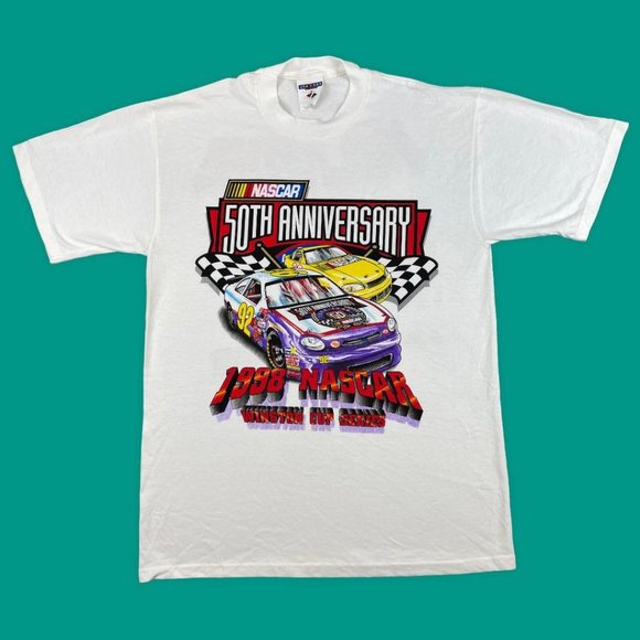 Vintage 1998 NASCAR Racing 50th Anniversary Winston Cup Series Graphic T-Shirt - Picture 1 of 7